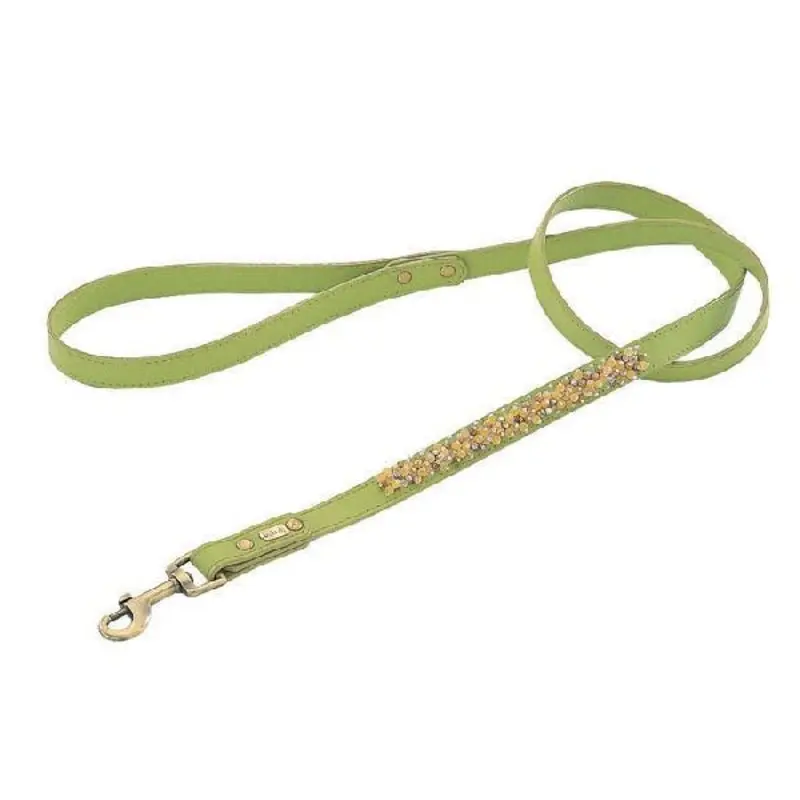 Yellow Jade And Picture Jasper Beaded Dog Leash