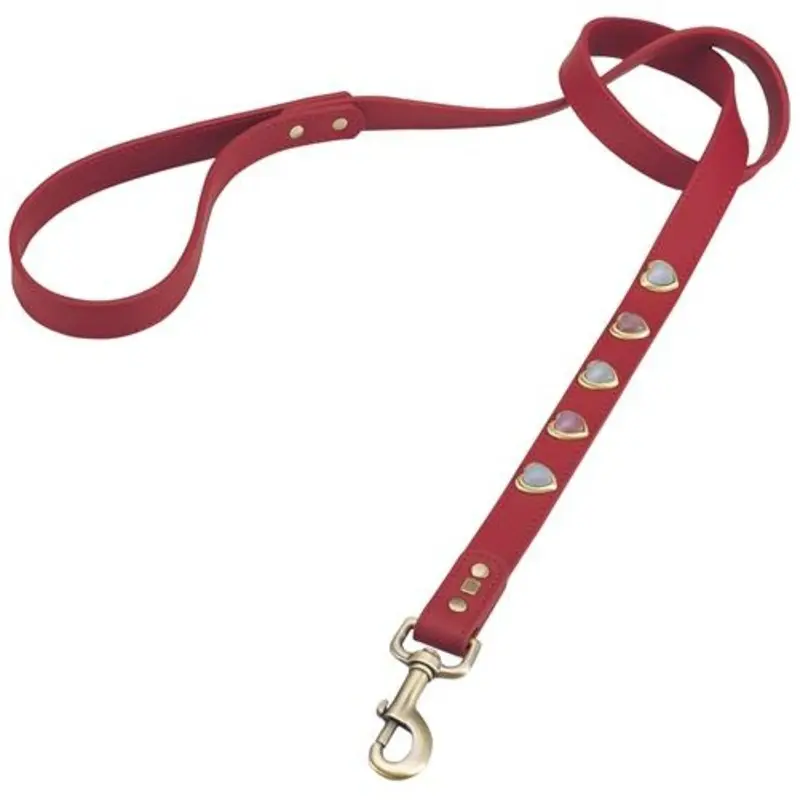 Heart Pink And White Cat Eye On Red Dog Leash