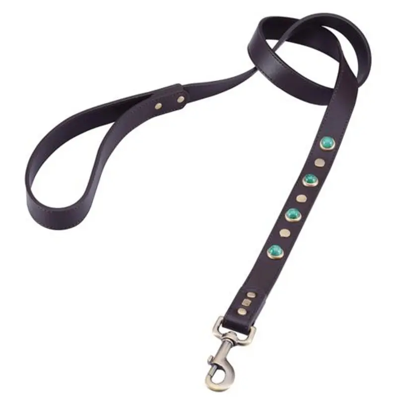 Boho Brown Leather Dog Leash
