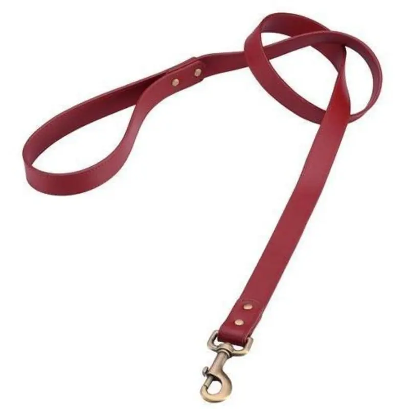 Boho Red Leather Dog Leash