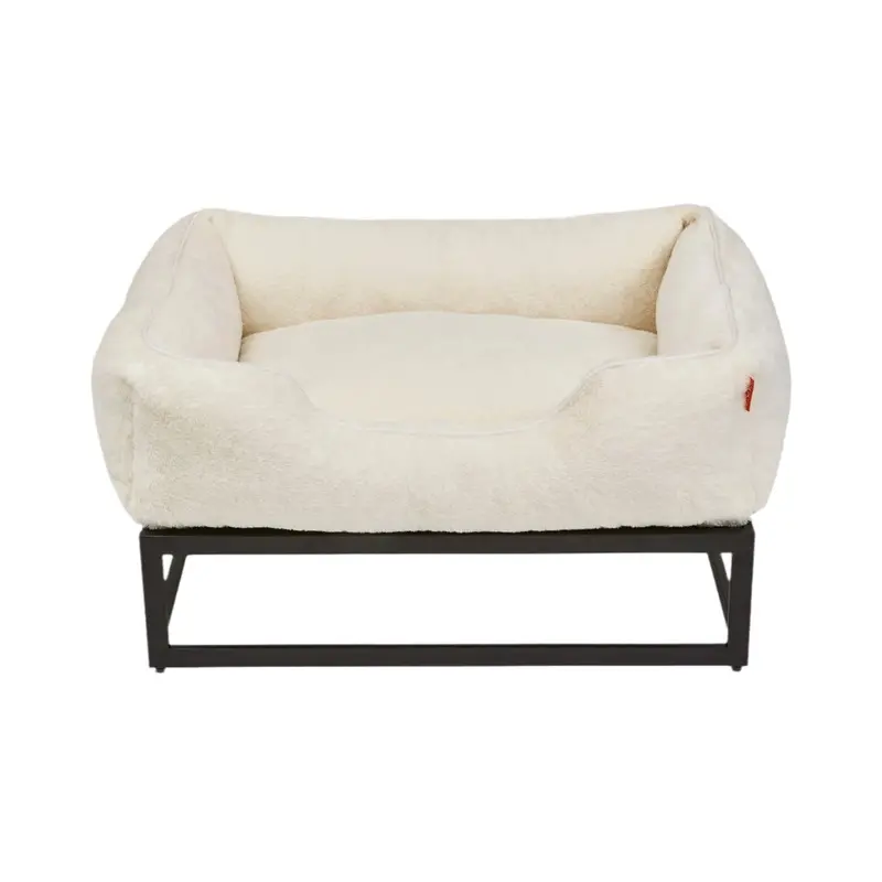 The FZI Faux Fur Dog Bed Ivory/Black