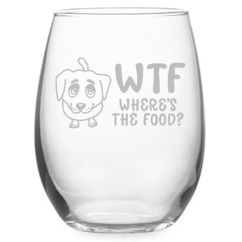 Where's The Food Stemless Wine Glasses, Set Of 4