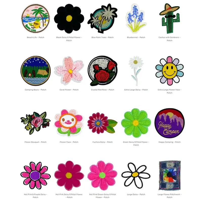 Custom Denim Dog Jacket Patches - Flowers & Nature