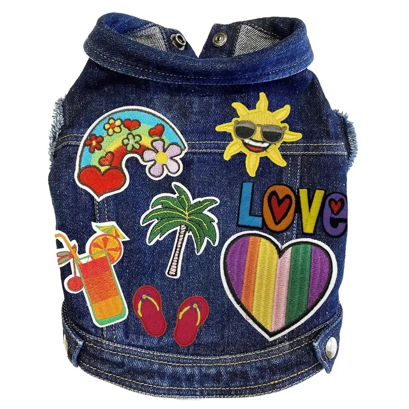 Custom Love Summer Denim Dog Jacket