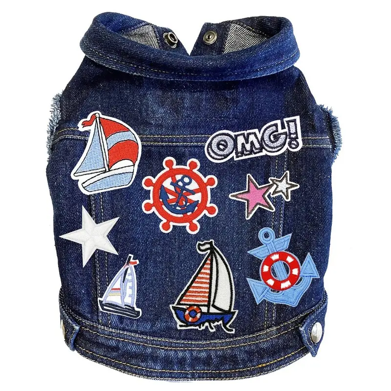 Custom Nautical Denim Dog Jacket