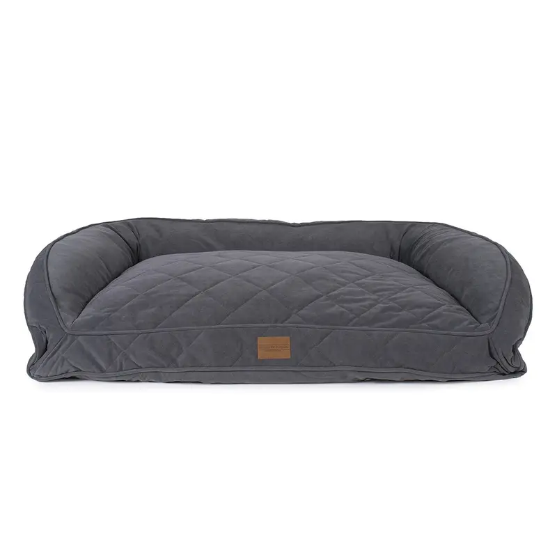 Quilted Microfiber Personalized Bolster Dog Bed Charcoal