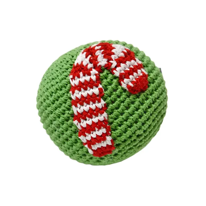 Candy Cane Ball Crochet Dog Toy