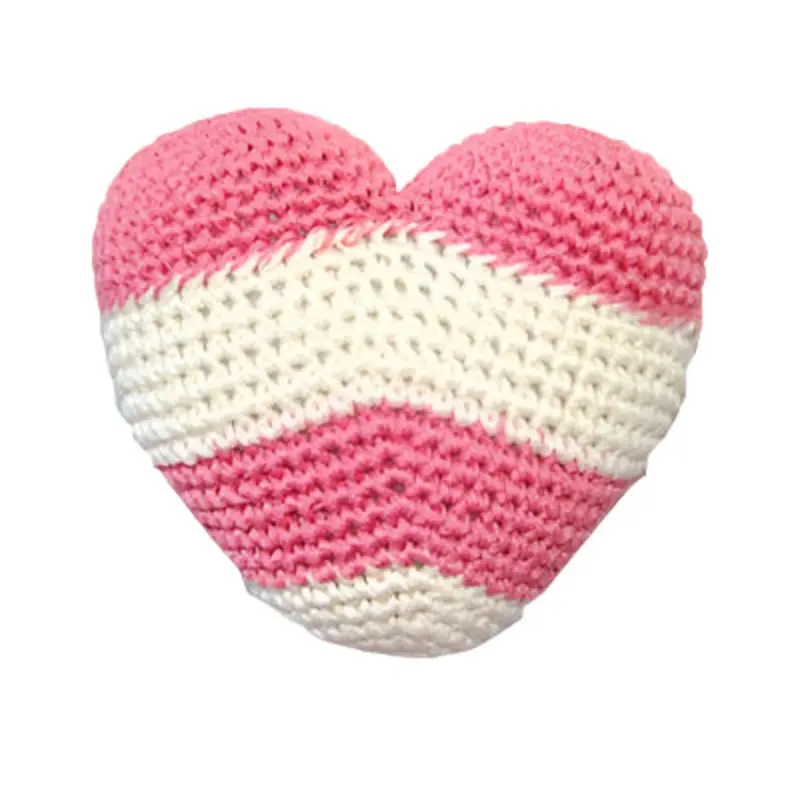 Stripy Heart Crochet Dog Toy