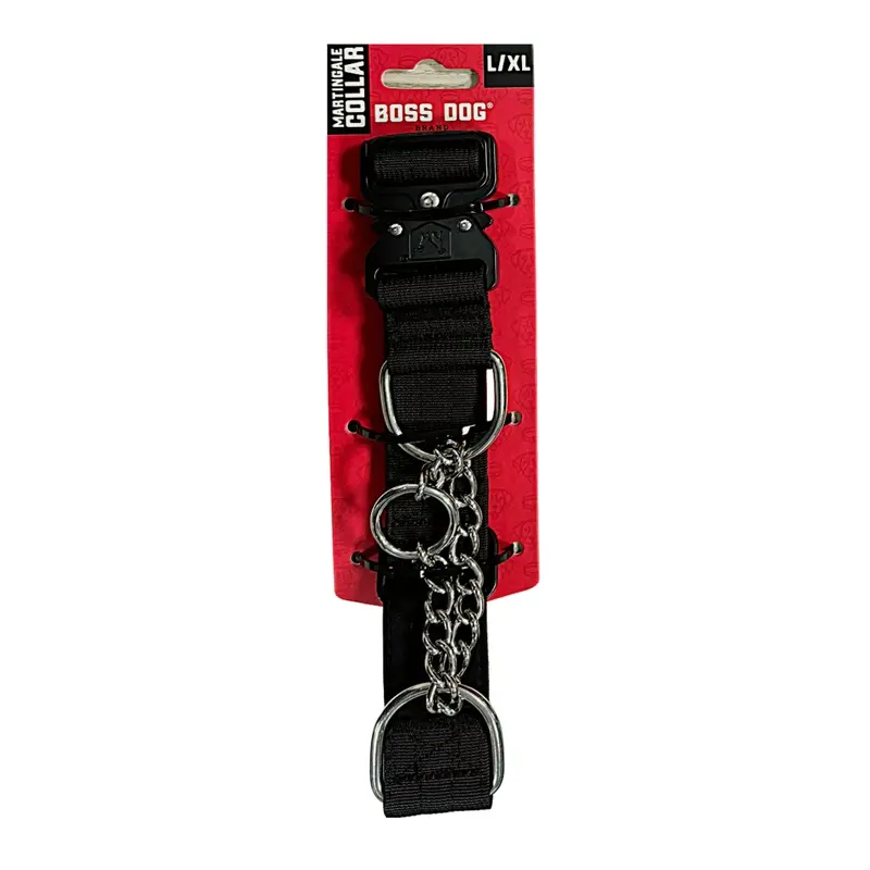 Boss Dog Martingale Dog Collar Black LG/XL