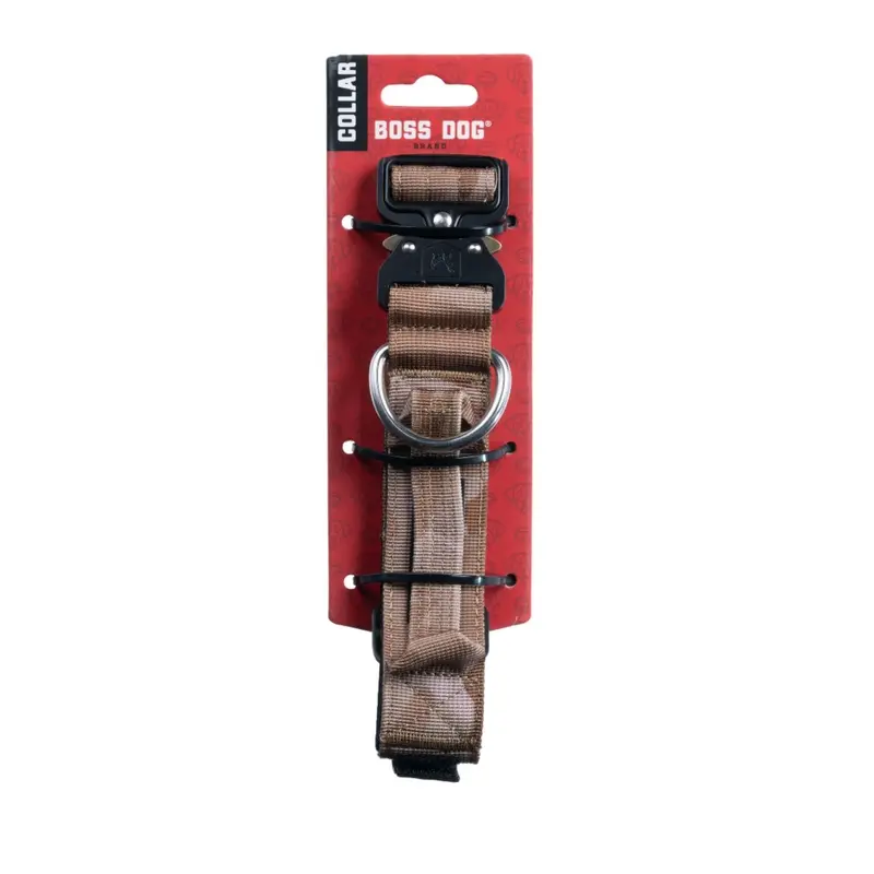 Boss Dog Tactical Adjustable Dog Collar Tan Camo SM 13-16in
