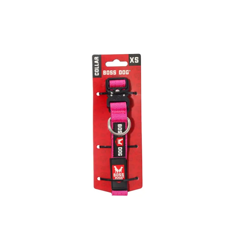 Boss Dog Tactical Adjustable Dog Collar Hot Pink XS 11-14in
