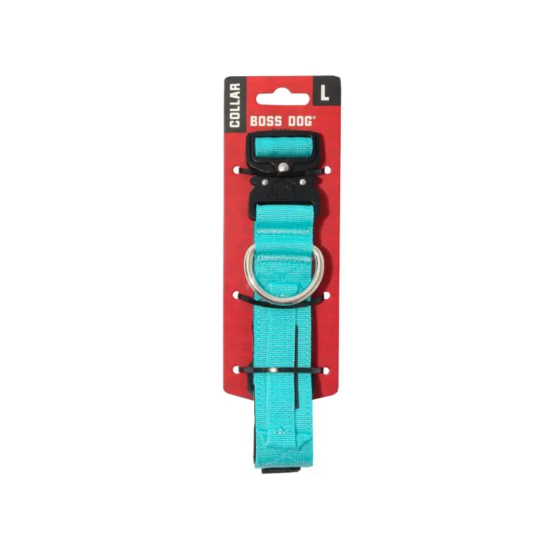 Boss Dog Tactical Adjustable Dog Collar Teal LG 17-22in