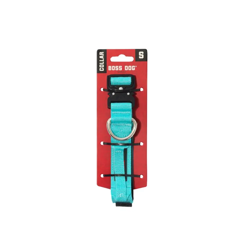 Boss Dog Tactical Adjustable Dog Collar Teal SM 13-15in