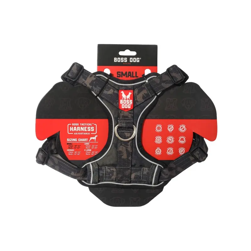 Boss Dog Tactical Dog Harness Black Camo SM