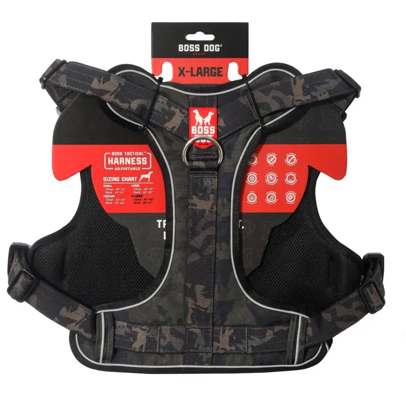 Boss Dog Tactical Dog Harness Black Camo XL