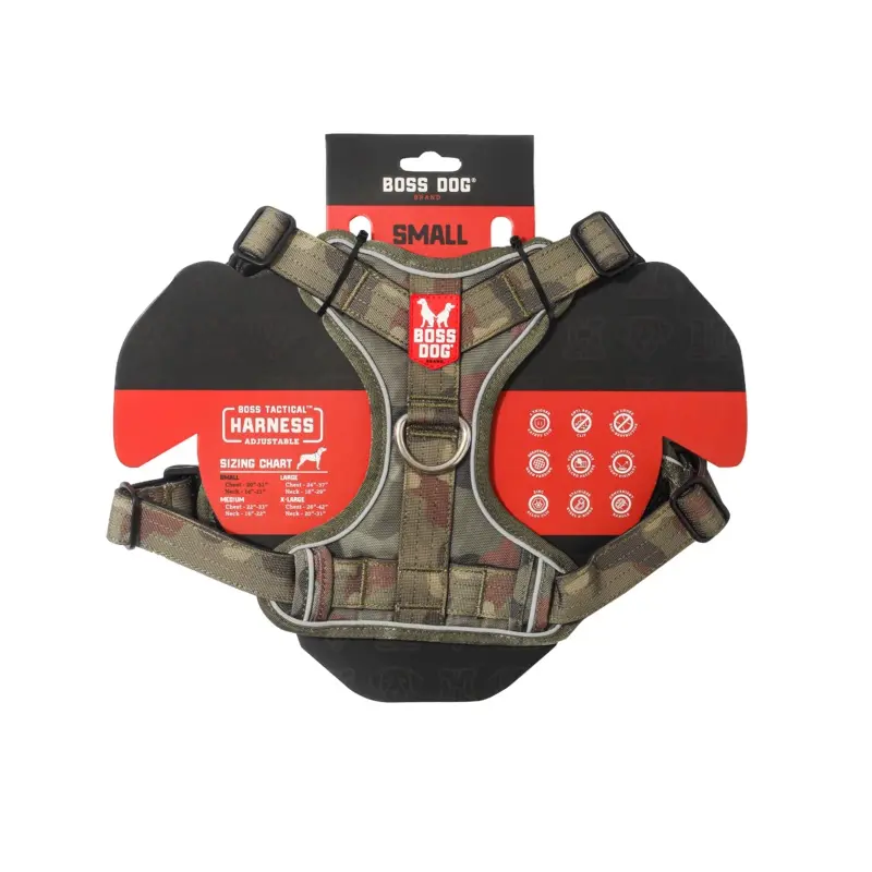 Boss Dog Tactical Dog Harness Green Camo SM