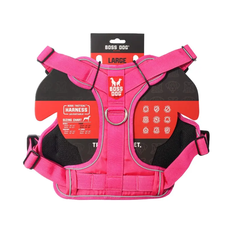 Boss Dog Tactical Dog Harness Hot Pink LG