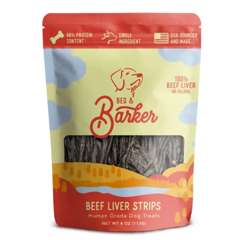 Beg & Barker Beef Liver Strip Dog Treats 4oz