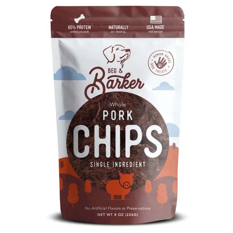Beg & Barker Pork Heart Chips Dog Treats 8oz