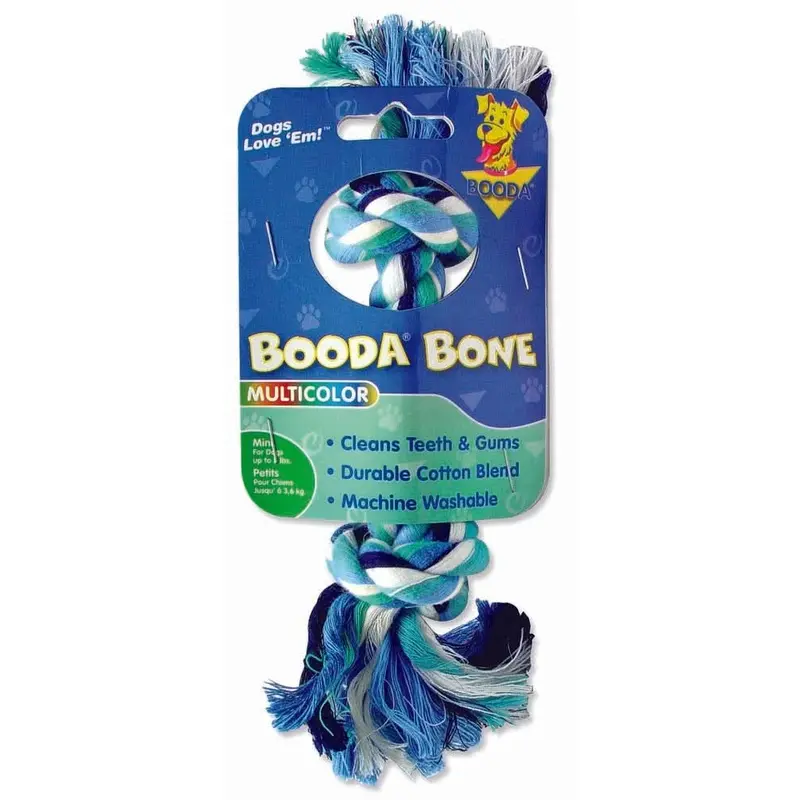 Booda 2-Knot Rope Bone Dog Toy Multi-Color XS