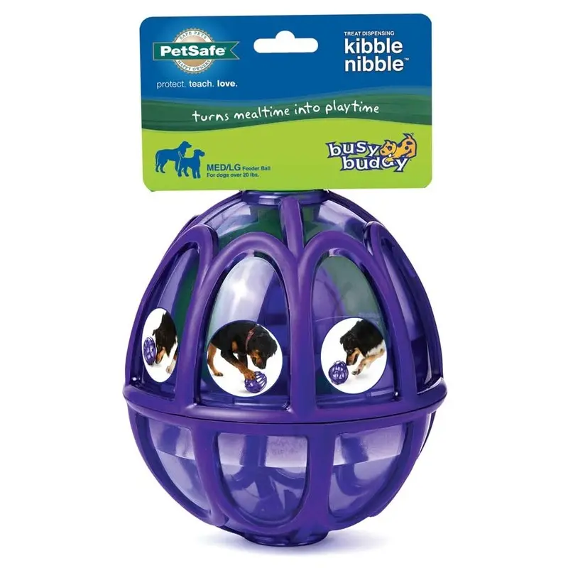 Busy Buddy Dog Toy Kibble Nibble Feeder Ball Purple MD/LG