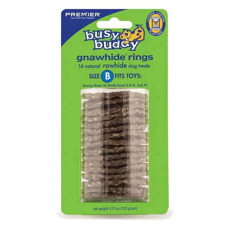 Busy Buddy Gnawhide Ring Refills Original Rawhide 4.23oz 16ct MD