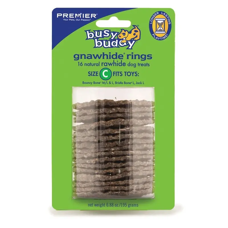Busy Buddy Gnawhide Ring Refills Original Rawhide 6.88oz 16ct LG