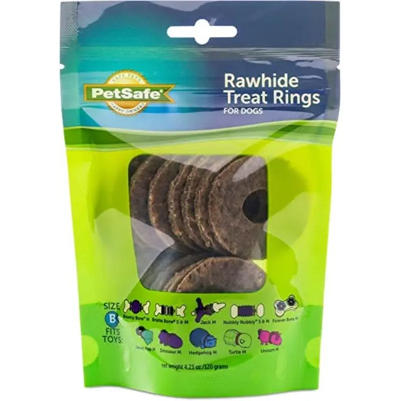 Busy Buddy Natural Rawhide Rings Peanut Butter MD Size B