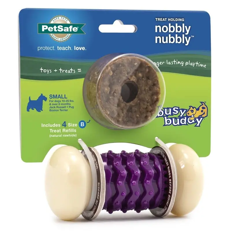 Busy Buddy Nobbly Nubbly Dog Toy Purple/White SM