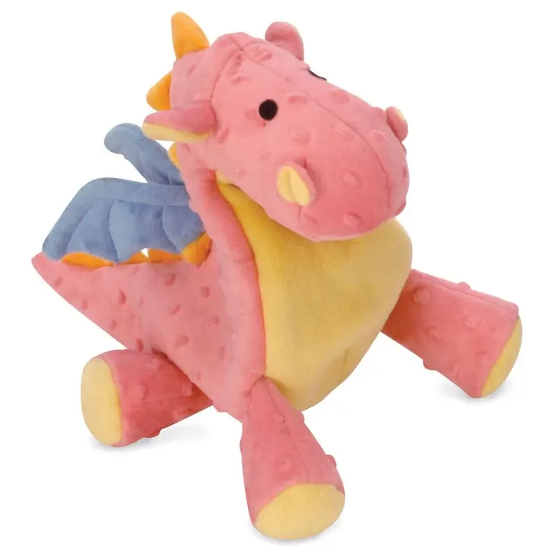 goDog Dragons with Chew Guard Technology Tough Plush Dog Toy Coral LG