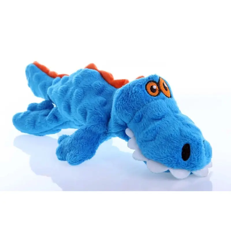 goDog Just For Me Gator with Chew Guard Technology Tough Plush Dog Toy Blue Mini