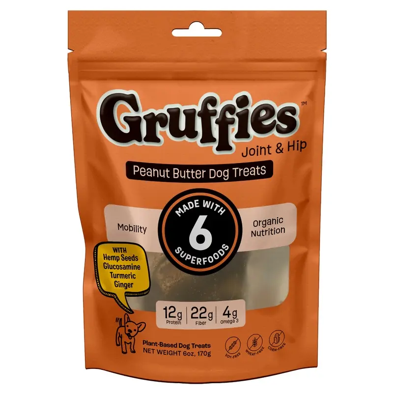 Green Gruff Gruffies Joint & Hip Dog Treats Peanut Butter 6oz