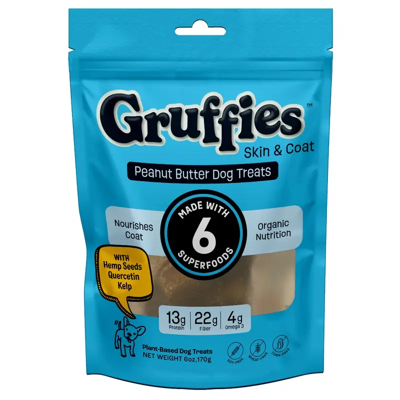 Green Gruff Gruffies Skin & Coat Dog Treats Peanut Butter 6oz