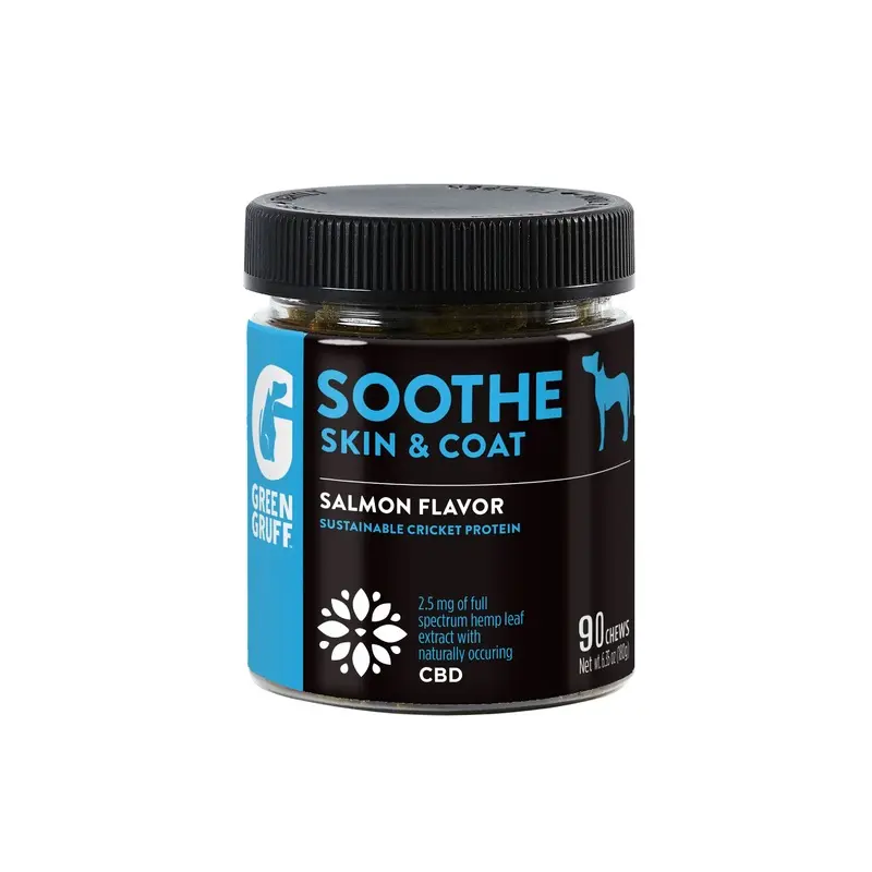 Green Gruff Soothe Skin & Coat PLUS CBD Dog Supplements 90ct