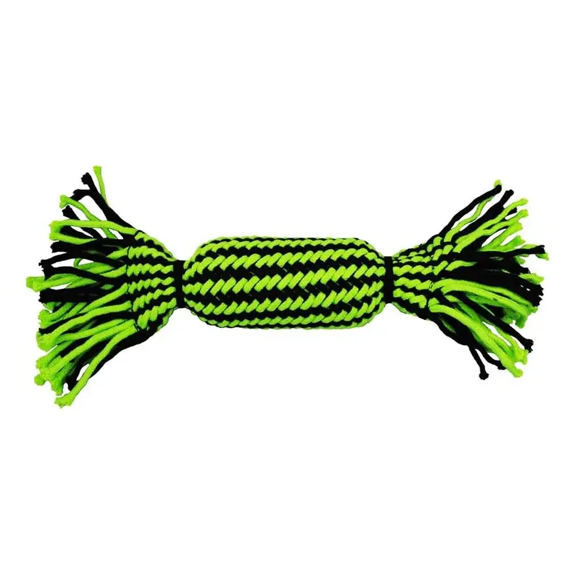 Jolly Pet Knot-n-Chew Dog Toy Tube Squeaker Green/Black SM/MD