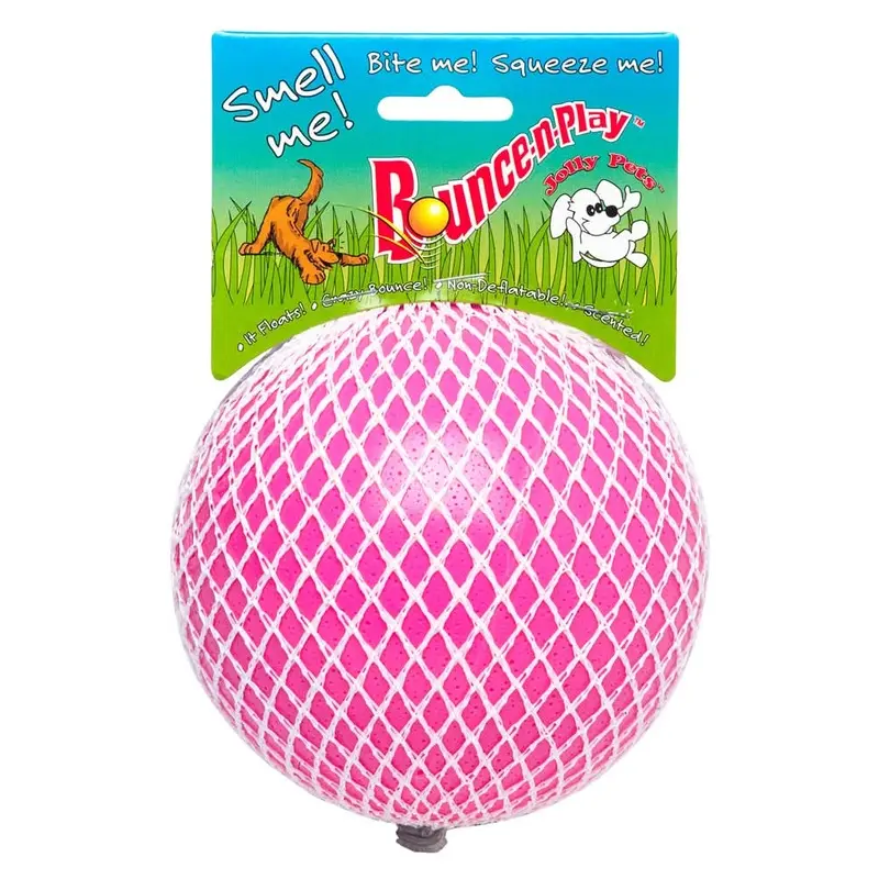 Jolly Pet Bounce-n-Play Ball Scented Dog Toy Bubblegum 4.5in SM