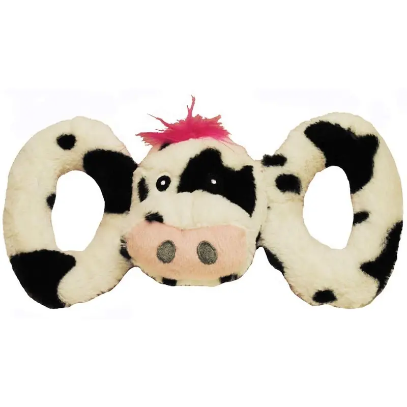 Jolly Pet Tug-a-Mals Cow Dog Toy Black/White SM 3in