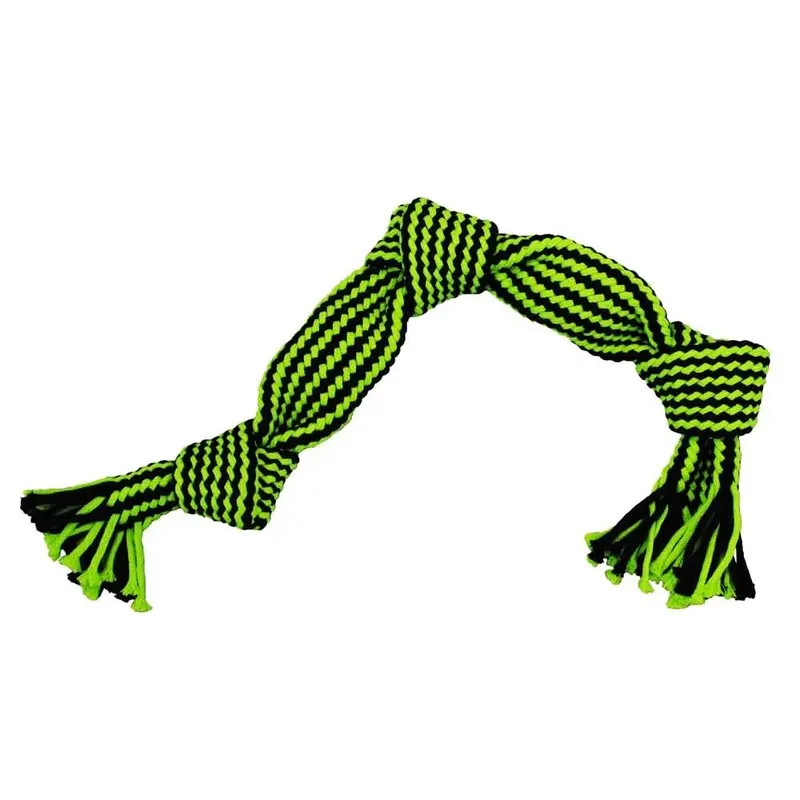 Jolly Pet Knot-n-Chew Dog Toy Knot Squeaker 3 Knots Green/Black LG/XL