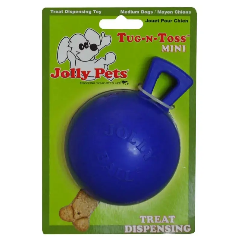 Jolly Pet Tug-n-Toss Mini Dog Toy Blue 3in SM