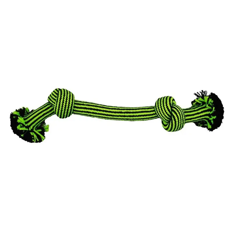 Jolly Pet Knot-n-Chew Dog Toy 2 Knots Green/Black SM/MD