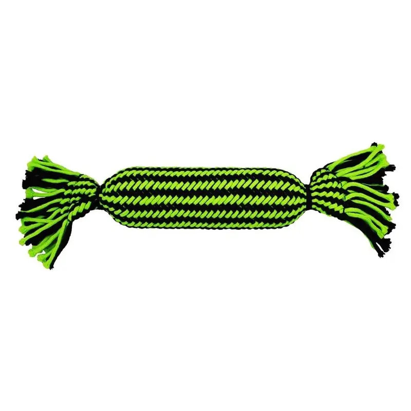 Jolly Pet Knot-n-Chew Dog Toy Tube Squeaker Green/Black LG/XL