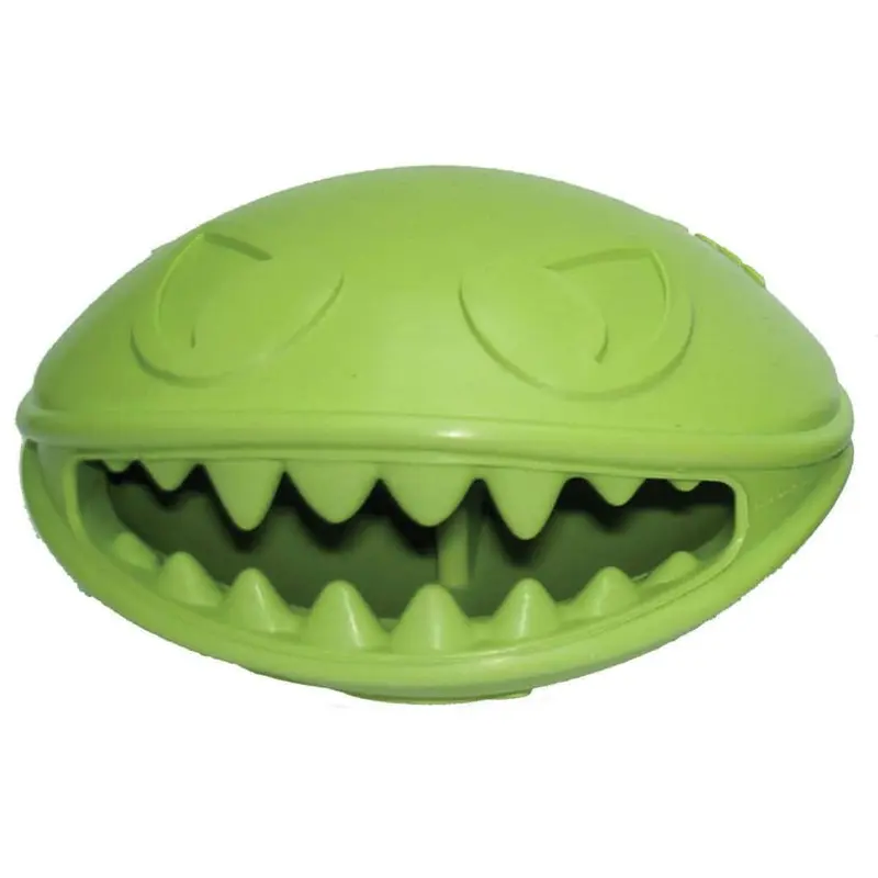 Jolly Pet Monster Mouth Treat Dispensing Dog Toy Green LG 4in