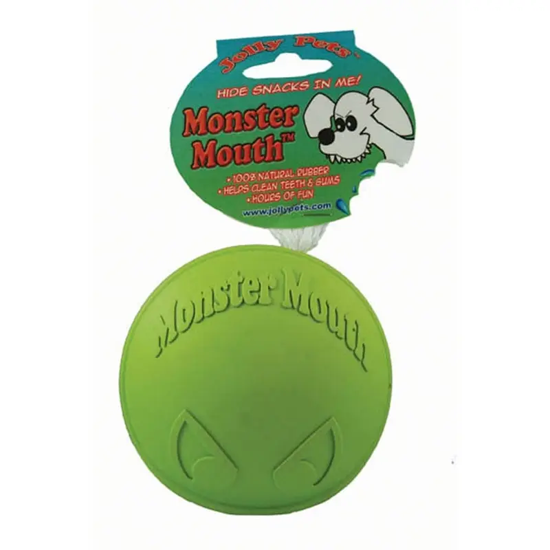 Jolly Pet Monster Mouth Treat Dispensing Dog Toy Green SM 3in