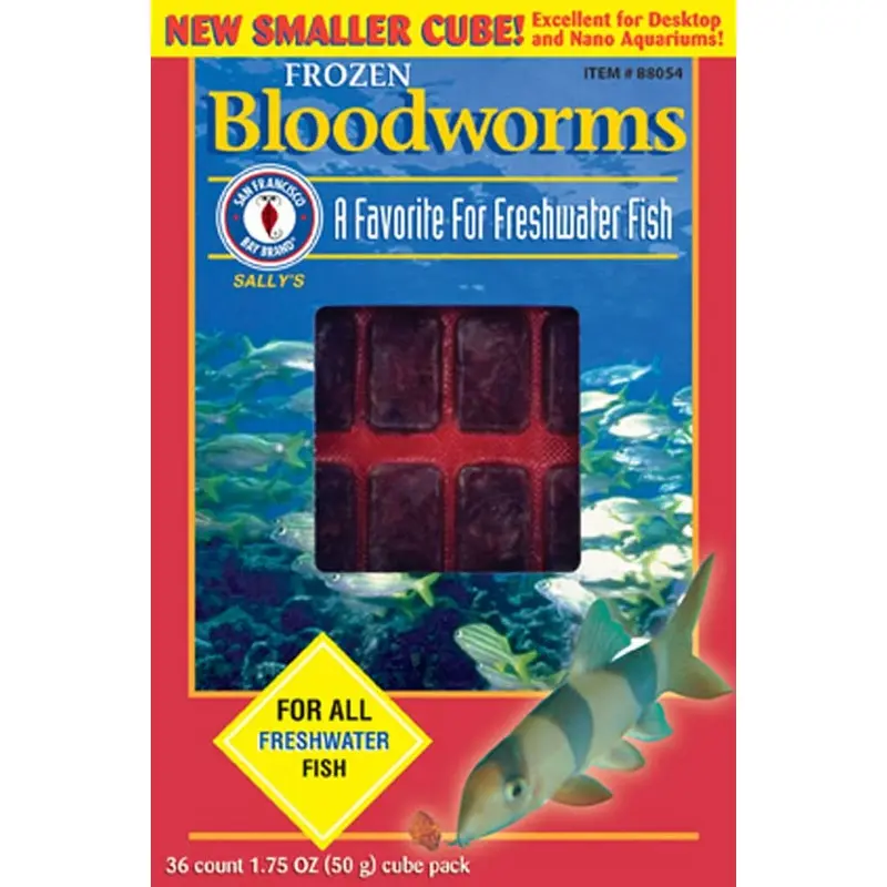 San Francisco Bay Brand Bloodworms Frozen Fish Food 1.75 oz 36 Count
