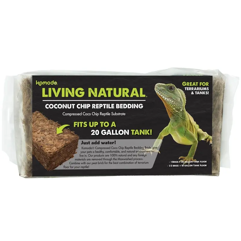 Komodo Living Natural Coconut Chip Reptile Bedding Brick 1pk
