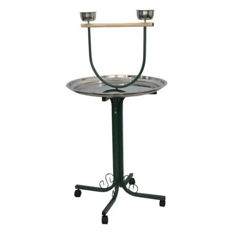 A&E Cage Company 28" T-Stand with Casters and Stainless Steel Dishes