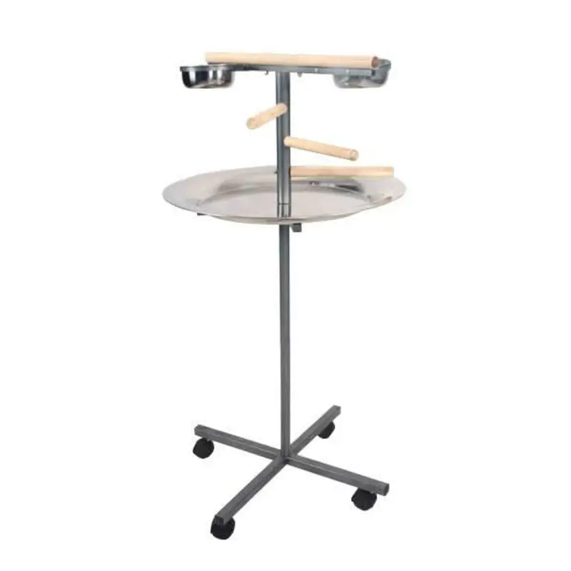 A&E Cage Company Round Play Stand with Wooden Steps 16 LB - 24x24x5