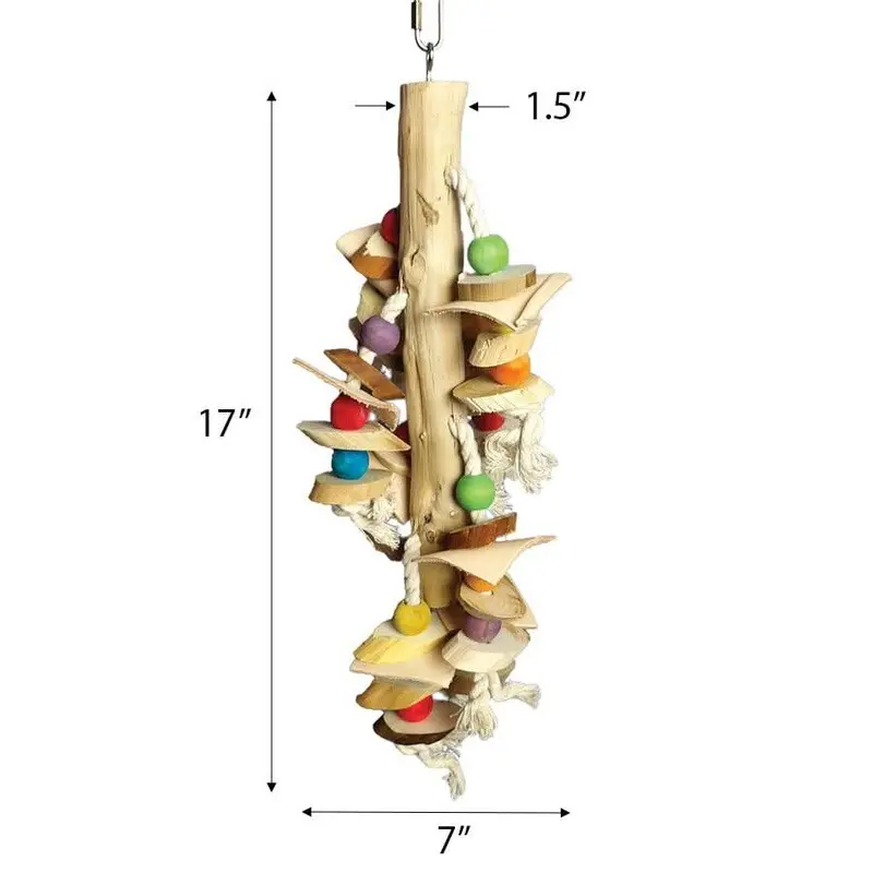 A&E Cage Company Real Wood with Hanging Wood Cylinders, 5"x5"x20"