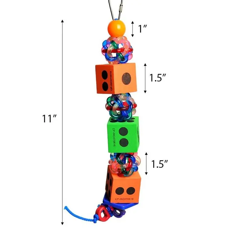 A&E Cage Company Tumbling Dice Bird Toy- 8" x 2" x 2"