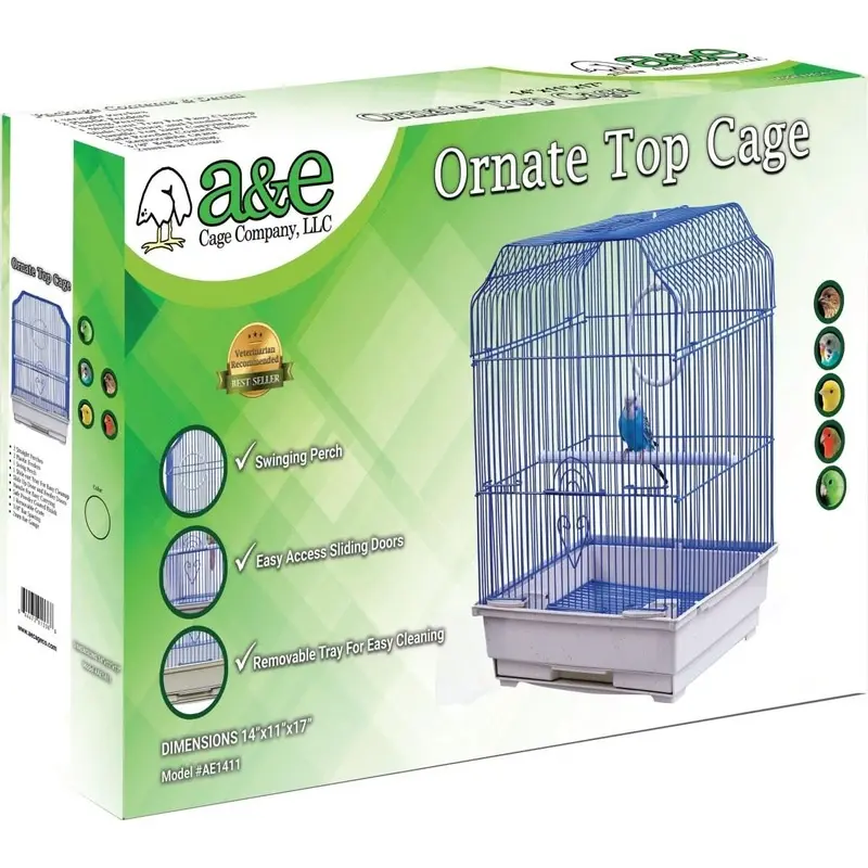 A&E Cage Company 14"x11" Ornate Top Cage in Color Retail Box (single pack)